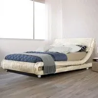 Brooklyn Curved Double Bed Frame - Cream, Velvet