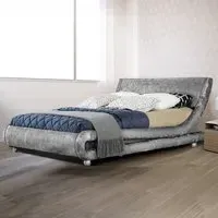 Brooklyn Curved Double Bed Frame - Silver, Velvet