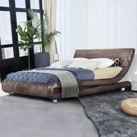 Brooklyn Curved King Size Bed Frame - Brown, Velvet