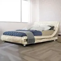 Brooklyn Curved King Size Bed Frame - Cream, Velvet