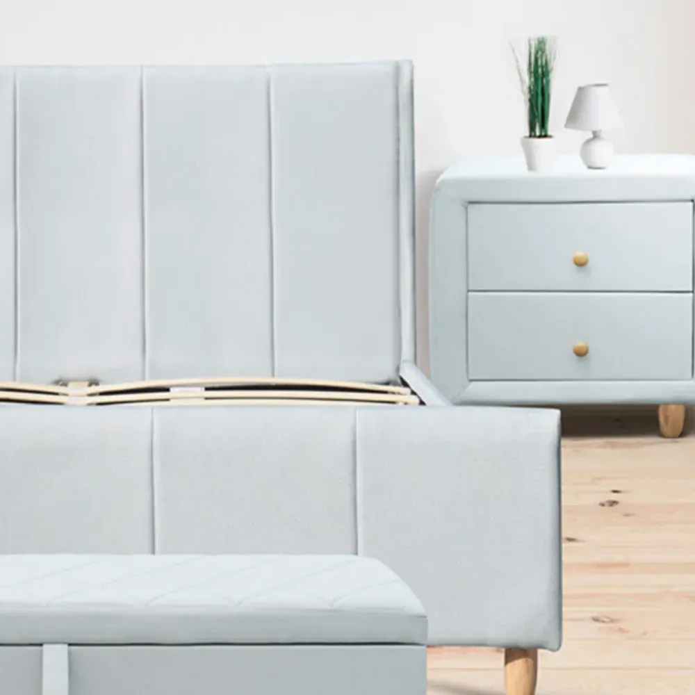 Brooklyn Double 3 Piece Bedroom Set - Blue, Linen