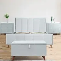 Brooklyn Double 3 Piece Bedroom Set - Blue, Linen