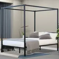 Brooklyn Double 4 Poster Bed Frame - Black, Metal