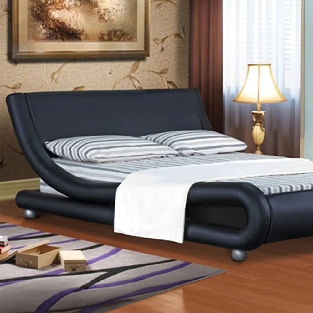 Brooklyn Double Bed Frame - Black, Faux Leather