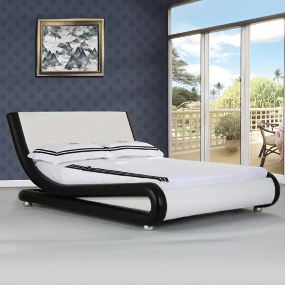 Brooklyn Double Bed Frame - Black, Faux Leather