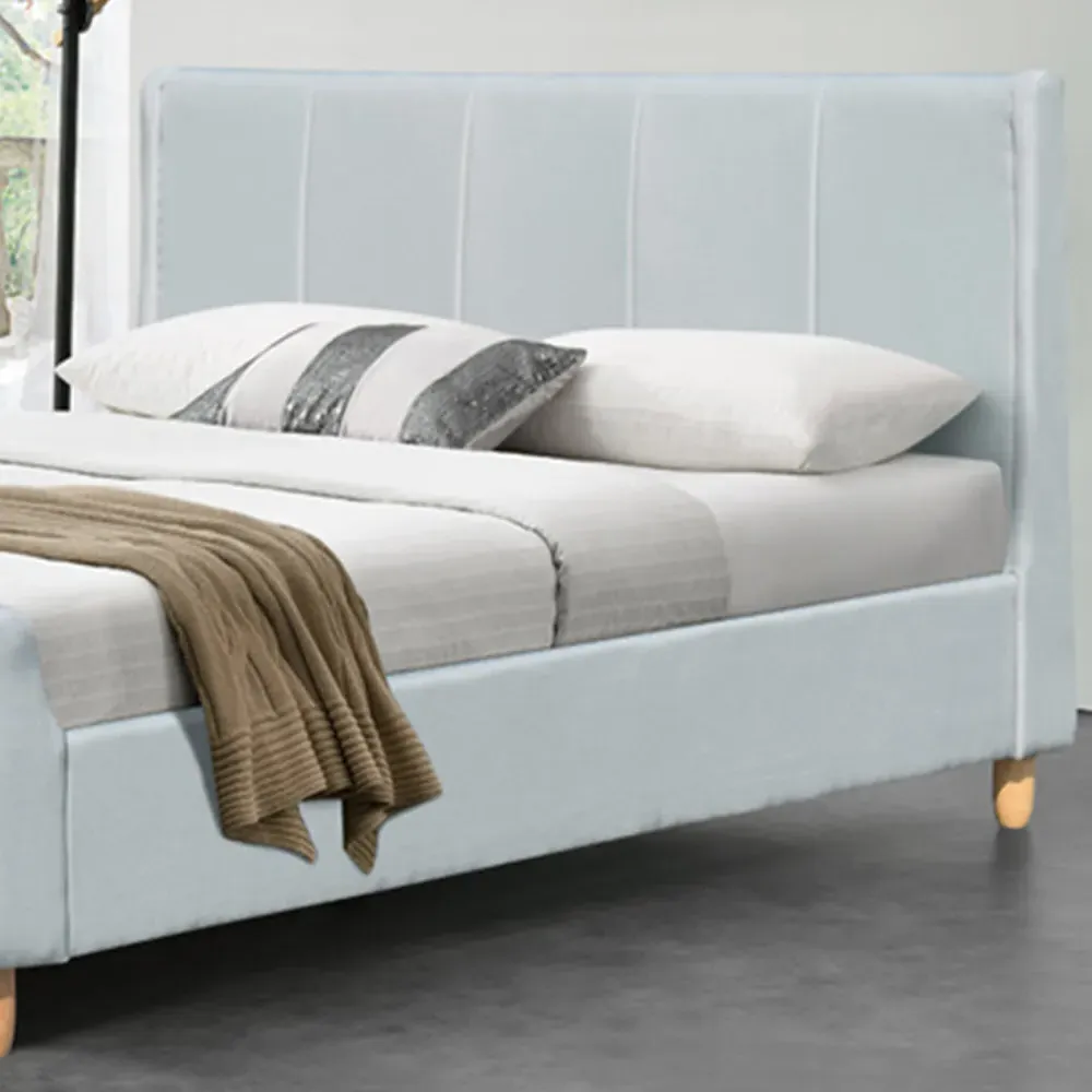 Brooklyn Double Bed Frame - Blue, Linen