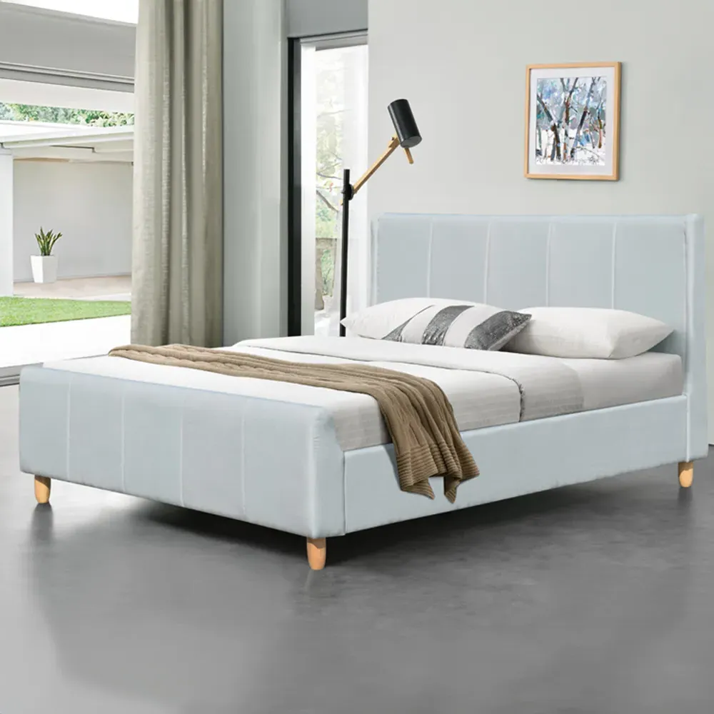 Brooklyn Double Bed Frame - Blue, Linen