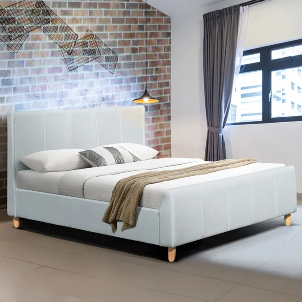 Brooklyn Double Bed Frame - Blue, Linen image