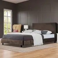 Brooklyn Double Bed Frame - Brown, Crushed Velvet