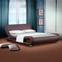 Brooklyn Double Bed Frame - Brown, Faux Leather