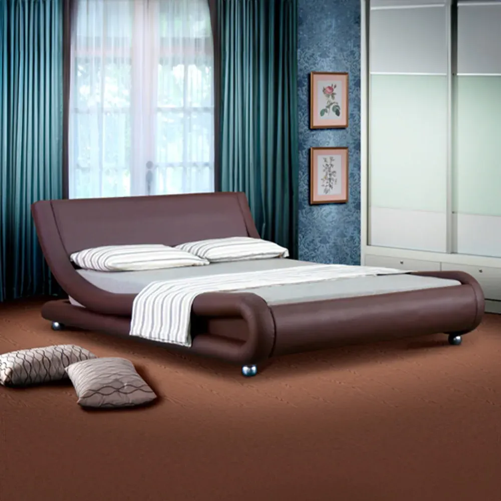 Brooklyn Double Bed Frame - Brown, Faux Leather