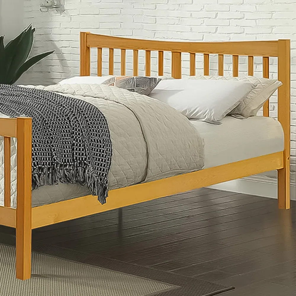 Brooklyn Double Bed Frame - Caramel, Pine
