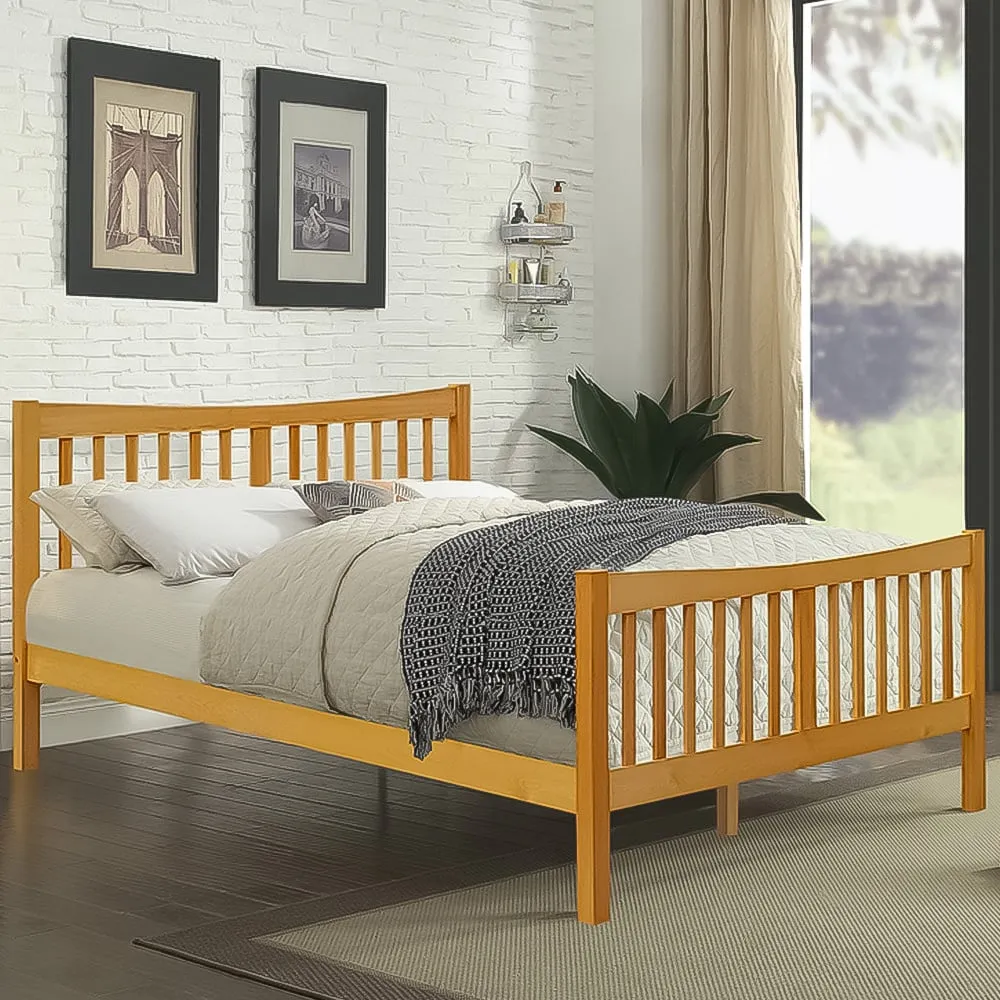 Brooklyn Double Bed Frame - Caramel, Pine image