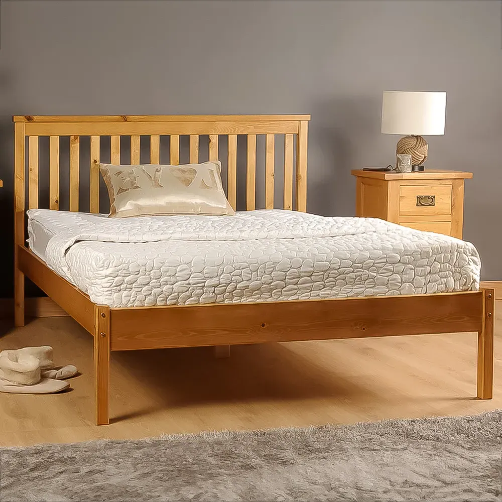 Brooklyn Double Bed Frame - Caramel, Pine