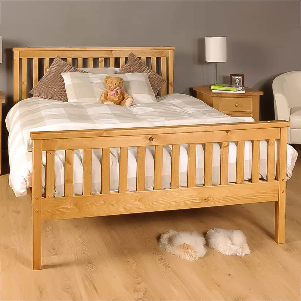 Brooklyn Double Bed Frame - Caramel, Pine