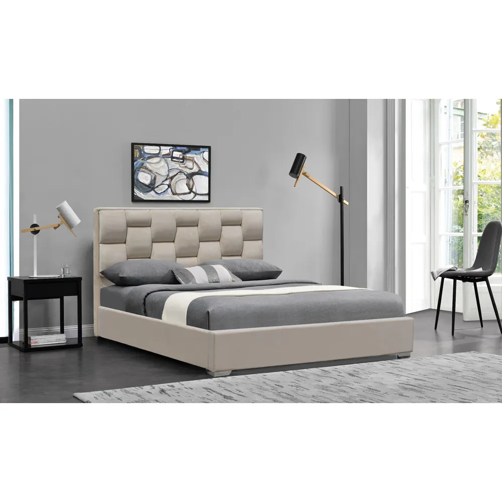 Brooklyn Double Bed Frame - Cream, Velvet