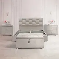 Brooklyn Double Bed Frame - Cream, Velvet