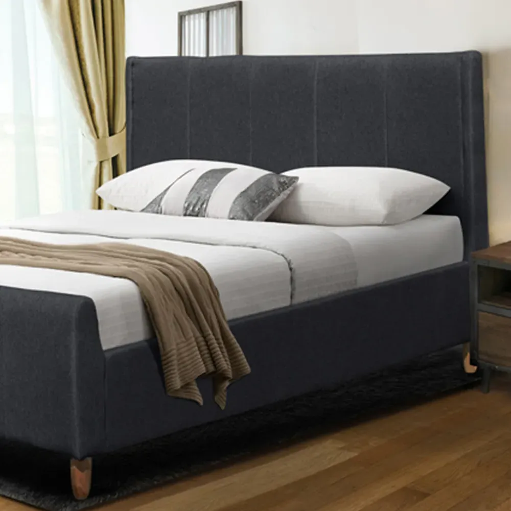 Brooklyn Double Bed Frame - Grey, Linen