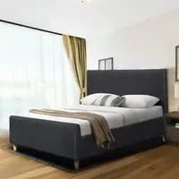 Brooklyn Double Bed Frame - Grey, Linen