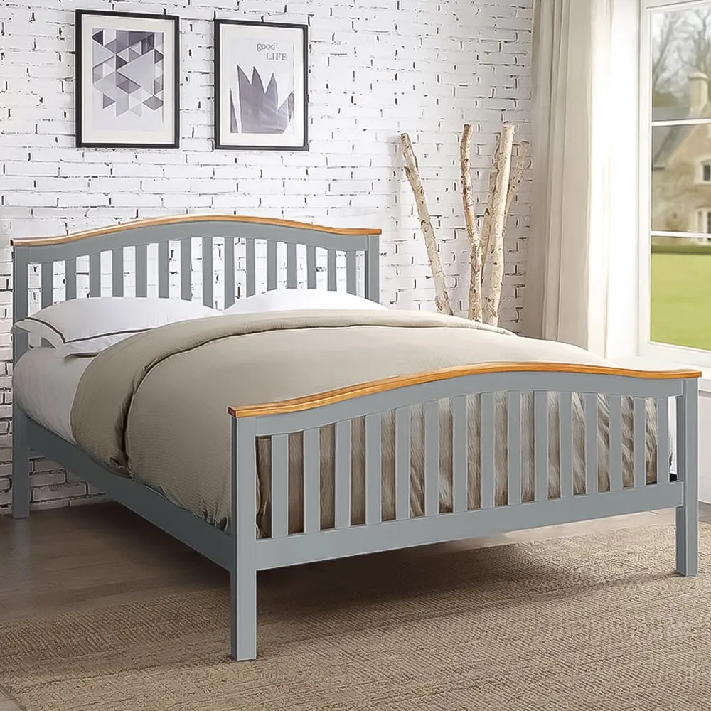 Brooklyn Double Bed Frame - Grey, Pine