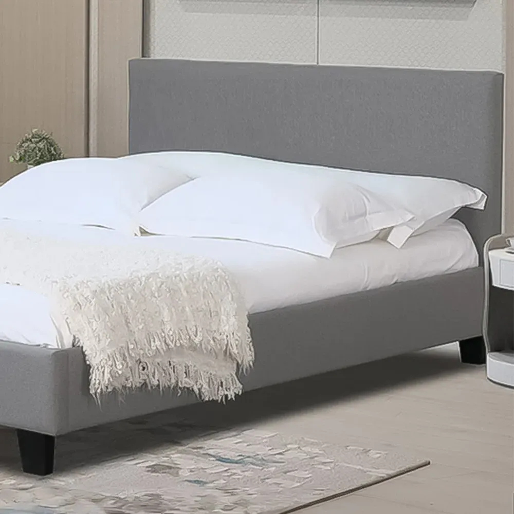 Brooklyn Double Bed Frame - Light Grey, Fabric