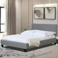 Brooklyn Double Bed Frame - Light Grey, Fabric