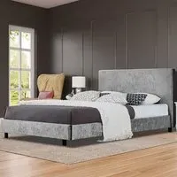 Brooklyn Double Bed Frame - Silver, Crushed Velvet