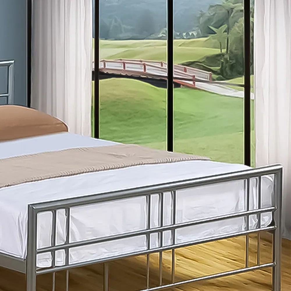 Brooklyn Double Bed Frame - Silver, Metal