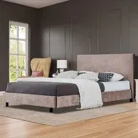 Brooklyn Double Bed Frame - Truffle, Crushed Velvet