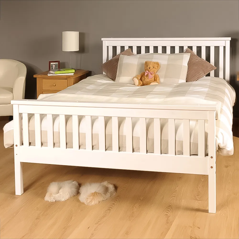 Brooklyn Double Bed Frame - White, Pine