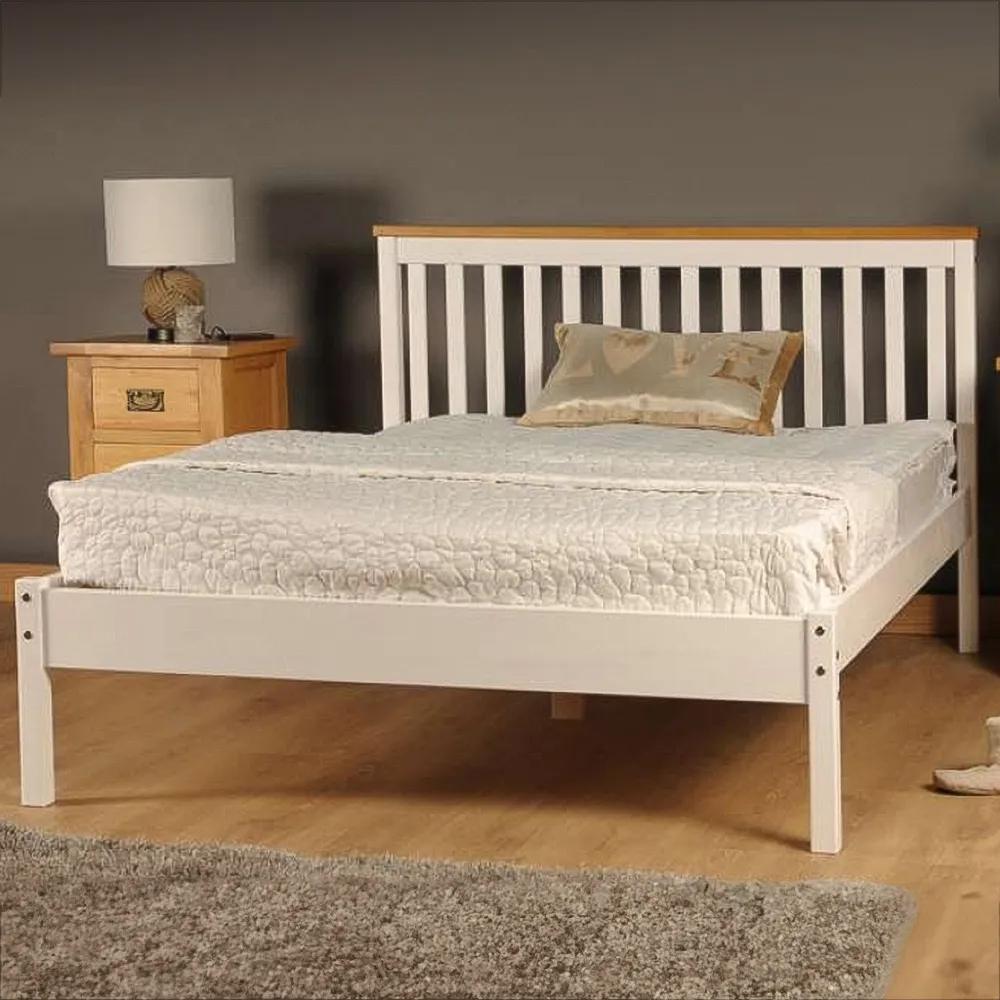 Brooklyn Double Bed Frame - White, Pine