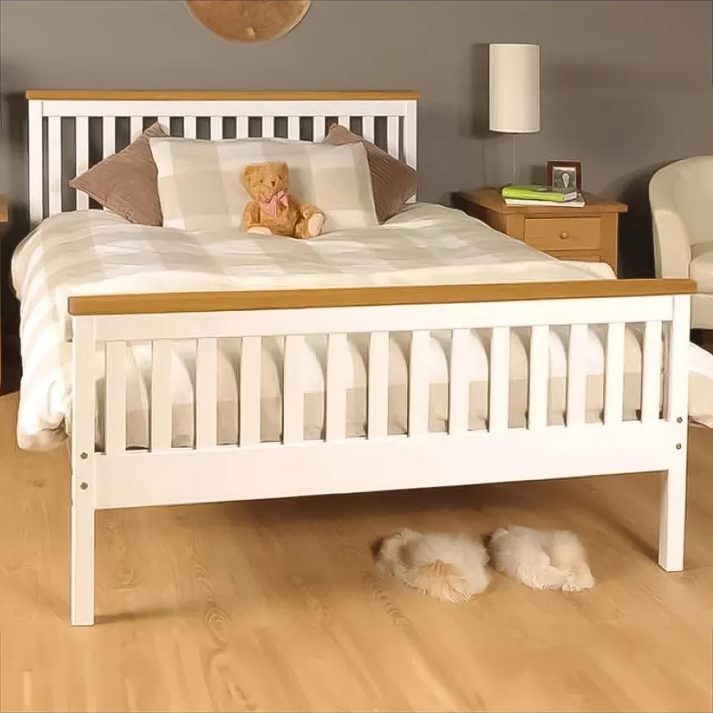 Brooklyn Double Bed Frame - White, Pine