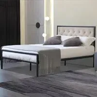 Brooklyn Double Bed Frame with Buttoned Headboard - Black, Velvet