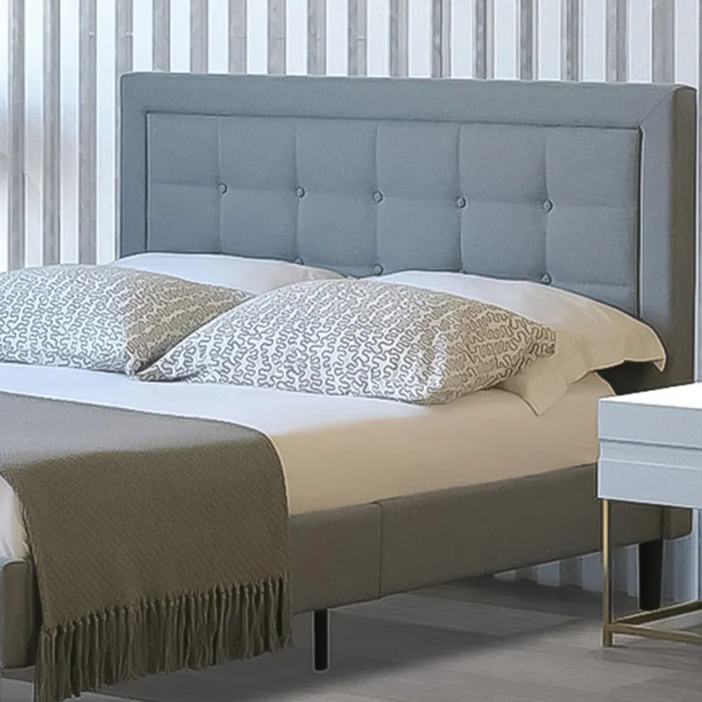 Brooklyn Double Bed Frame with Buttoned Headboard - Light Grey