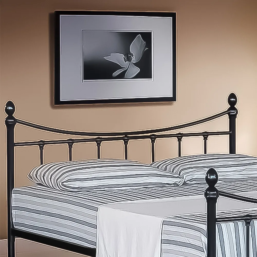 Brooklyn Double Bed Frame with Finials - Black, Metal