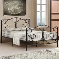 Brooklyn Double Bed Frame with Finials - Black, Metal