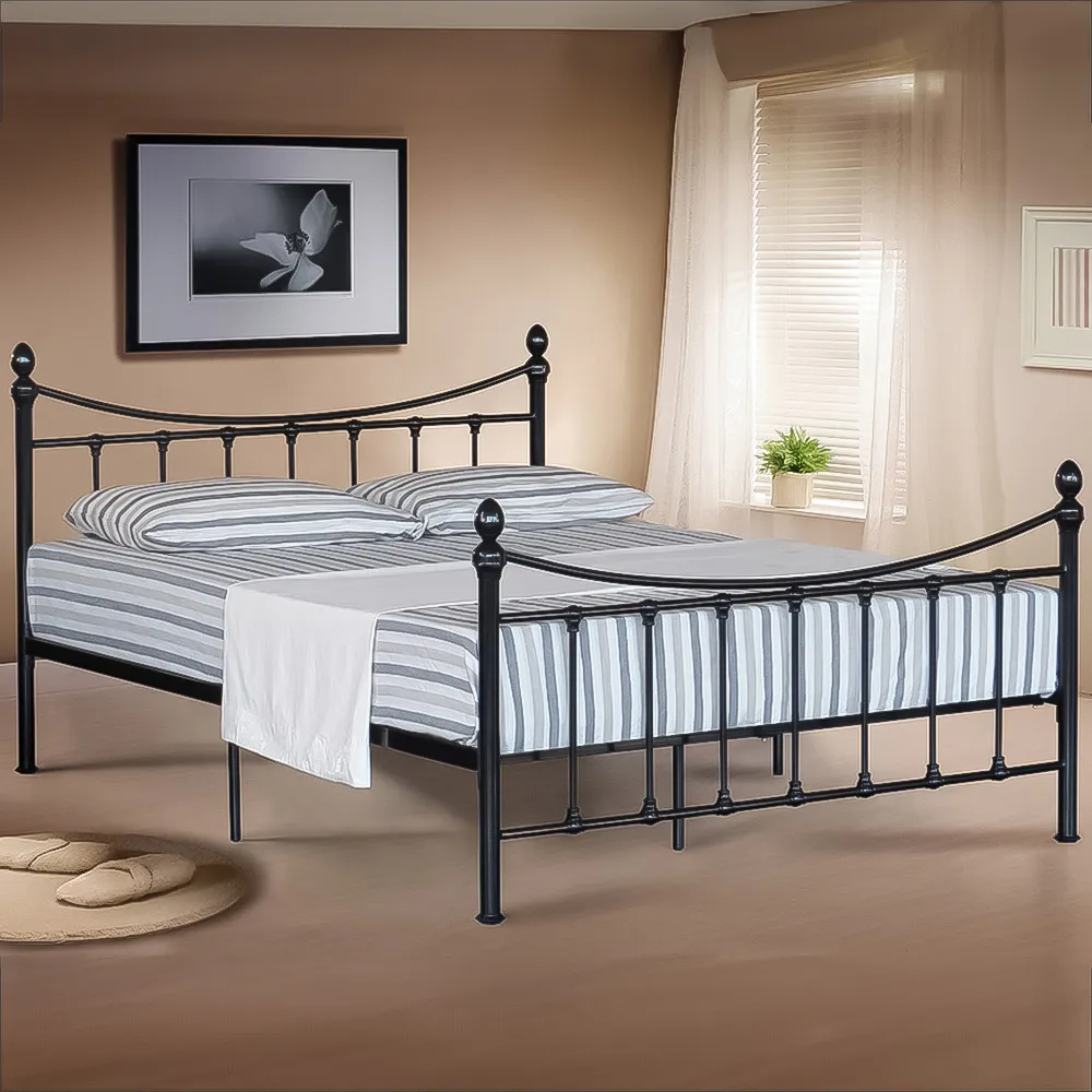 Brooklyn Double Bed Frame with Finials - Black, Metal image