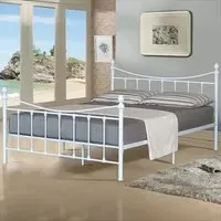 Brooklyn Double Bed Frame with Finials - White, Metal