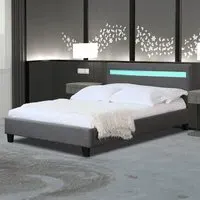 Brooklyn Double Bed Frame with LED Headboard - Dark Grey