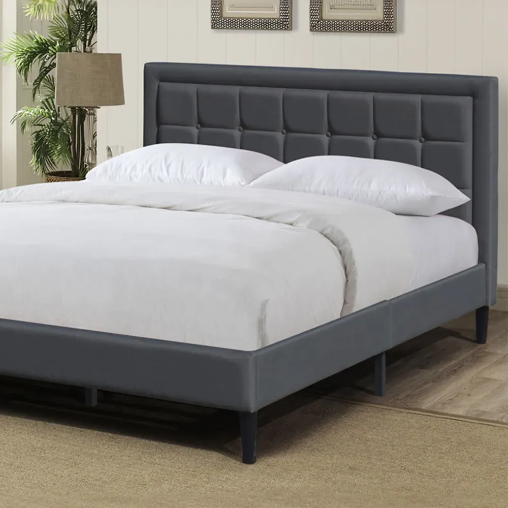 Brooklyn Double Bed Frame with Padded Headboard - Dark Grey