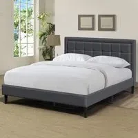 Brooklyn Double Bed Frame with Padded Headboard - Dark Grey