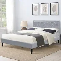 Brooklyn Double Bed Frame with Padded Headboard - Light Grey