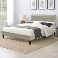 Brooklyn Double Bed Frame with Padded Headboard - Stone