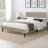 Brooklyn Double Bed Frame with Padded Headboard - Stone