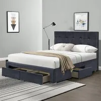 Brooklyn Double Bed Frame with Storage - Grey, Velvet