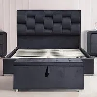 Brooklyn Double Bed Frame with Storage - Grey, Velvet