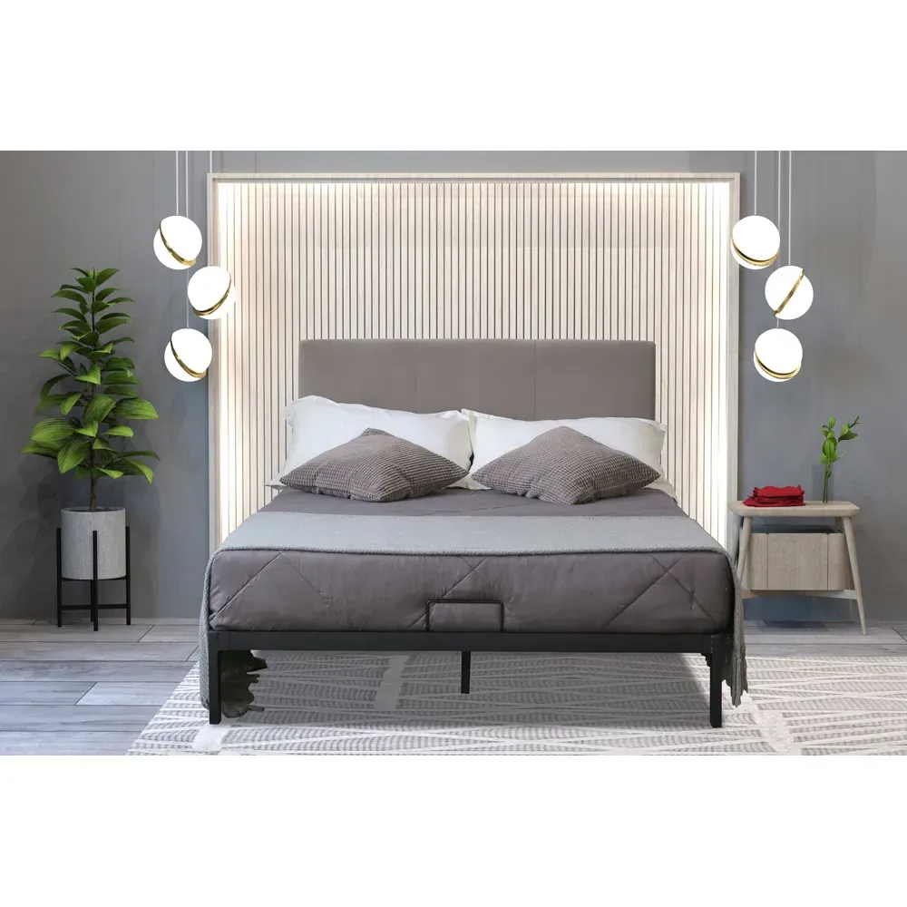 Brooklyn Double Bed Frame with Velvet Headboard - Cream