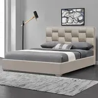 Brooklyn Double Bed Frame with Weaved Headboard - Cream, Velvet
