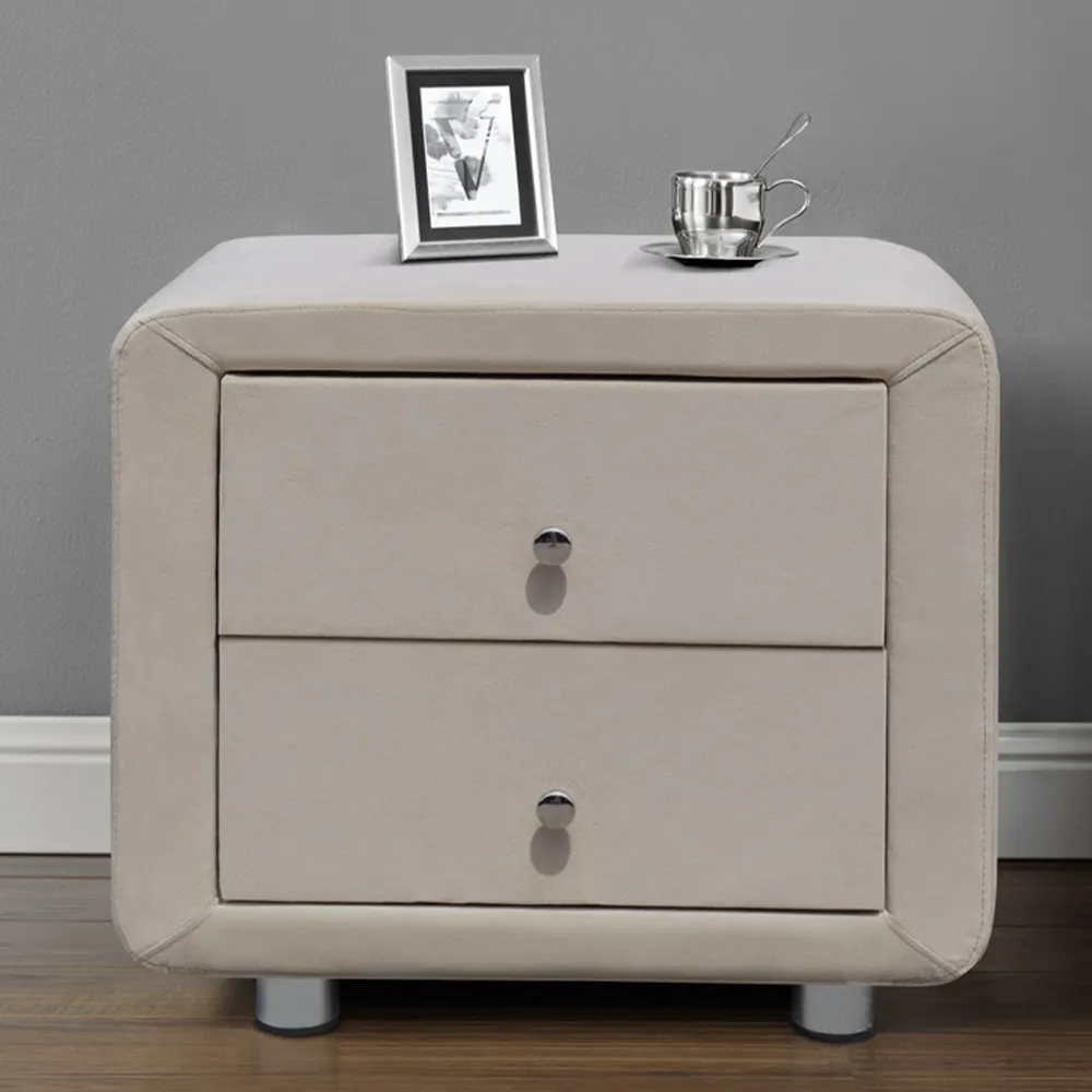 Brooklyn Double Bed Set with Storage - Cream, Velvet