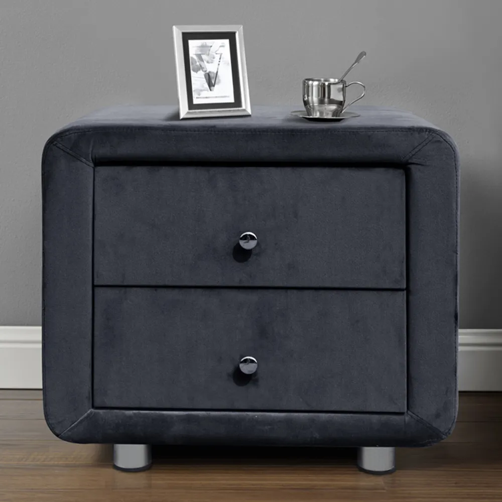 Brooklyn Double Bed Set with Storage - Grey, Velvet